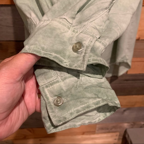 Velvet Heart Elisa Washed Out Button-Up Long Sleeve Shirt Green Size XL - Picture 4 of 11
